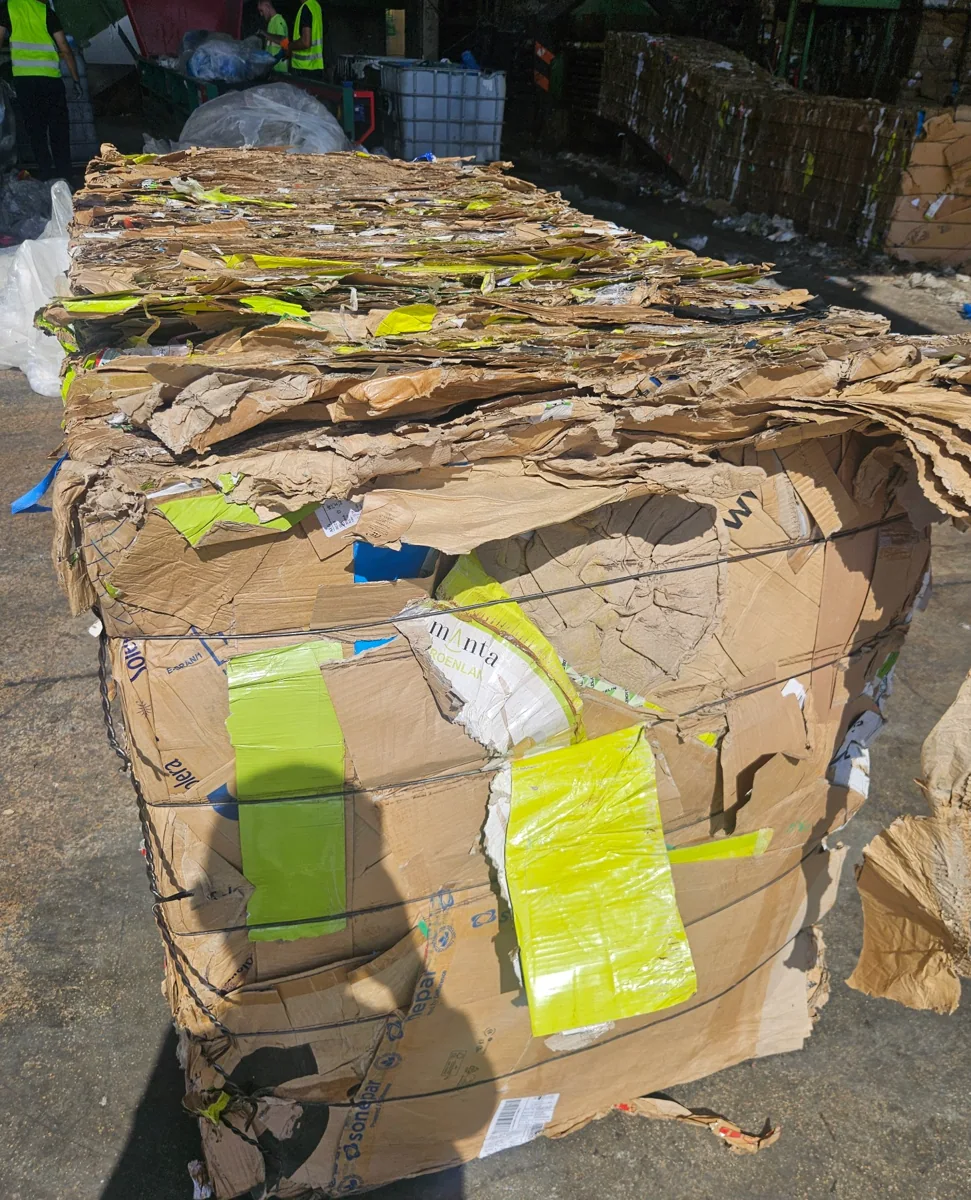 Recovered cardboard material, actual stock photo