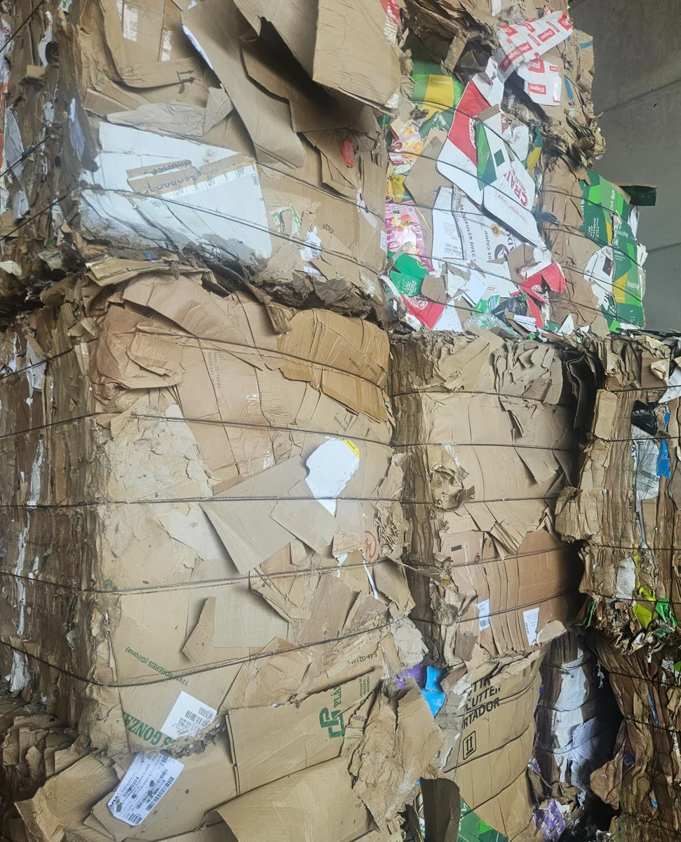 Recovered cardboard material, actual stock photo