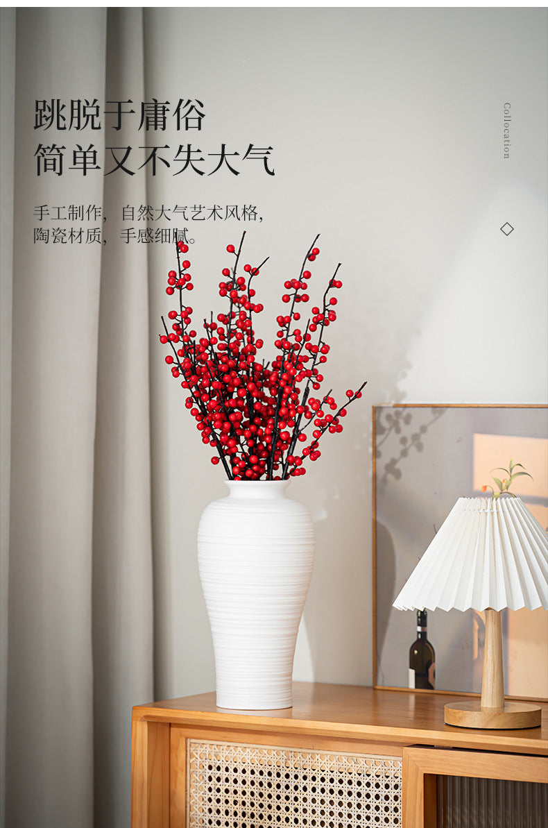 Ceramic Vases White Round  Design Handmade Terracotta Flower Pot Home Decor Christmas Decoration Table Centerpiece