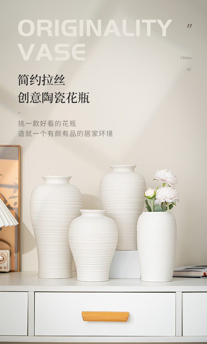 Ceramic Vases White Round  Design Handmade Terracotta Flower Pot Home Decor Christmas Decoration Table Centerpiece