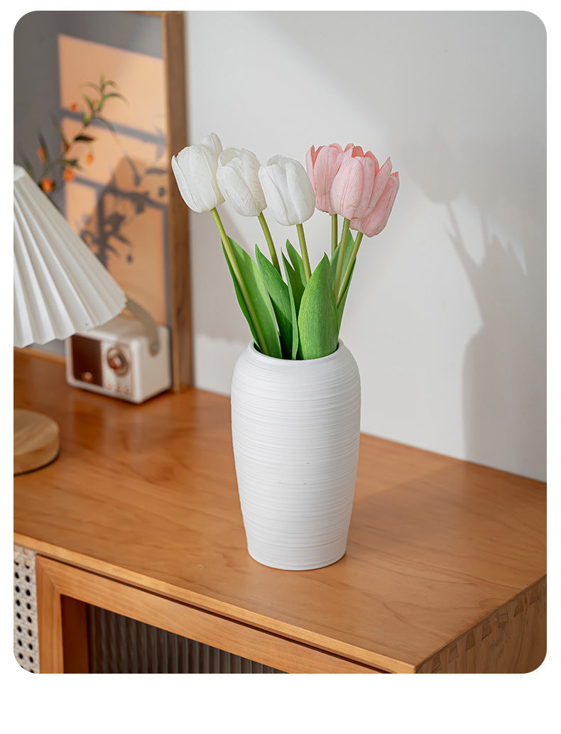 Ceramic Vases White Round  Design Handmade Terracotta Flower Pot Home Decor Christmas Decoration Table Centerpiece