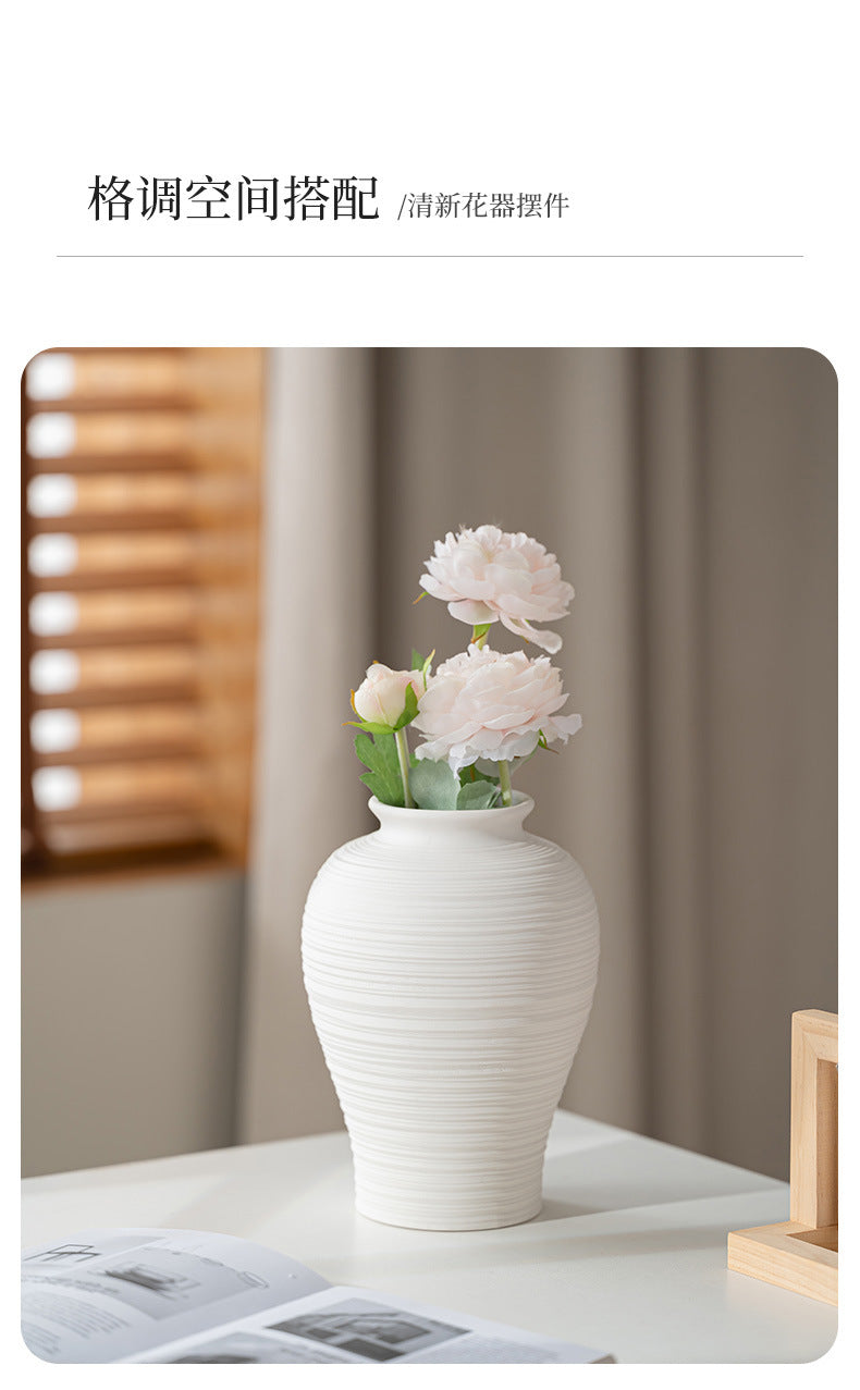Ceramic Vases White Round  Design Handmade Terracotta Flower Pot Home Decor Christmas Decoration Table Centerpiece
