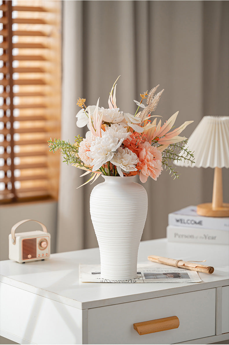 Ceramic Vases White Round  Design Handmade Terracotta Flower Pot Home Decor Christmas Decoration Table Centerpiece