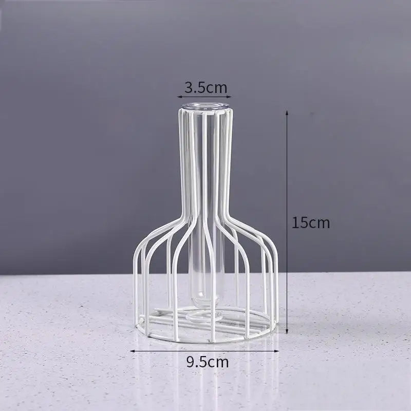 1pc Hollow Out Iron Art Golden Vase, Home Living Room Transparent Simulation Flower Dried Flower Arrangement Container