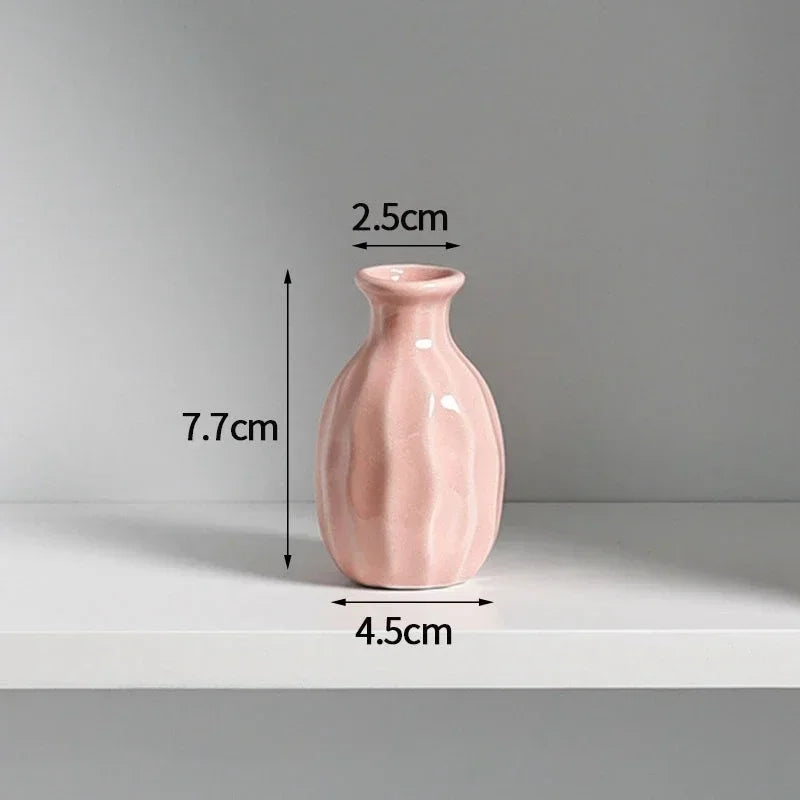 INS Ceramic Flower Vase Mini Nordic Flower Bottle Flowers Arrangement Pot for Home Office Ornaments Dining Room Wedding Decor