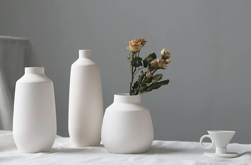 nordic Decoration home decor white ceramic Flower vase Art Decorative vases modern Flower pot living room decor Interior design