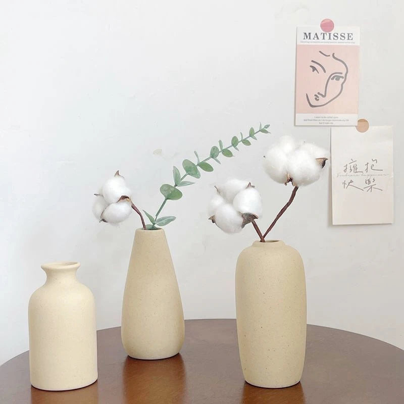 INS Ceramic Vase White Flower Pot Nordic Decorative Vase Dry Flower Vases for Home Living Room Desktop Decor ваза для цветов