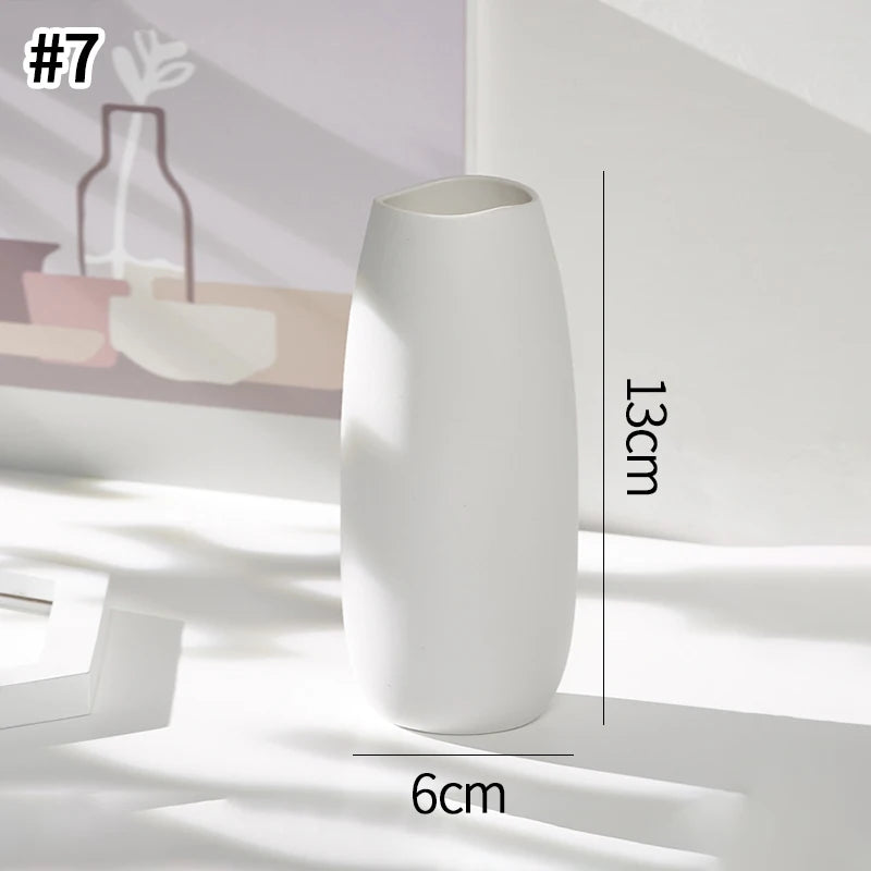 White Ceramic Vases Nordic Decorative Vasen Ornaments Home Living Room Decor Flower Arrangements Sketching Props Desktop Decor