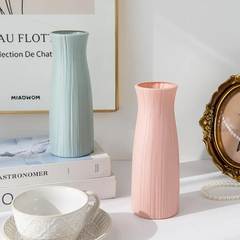 Plastic Vases Concise Imitation Ceramic Flowers Pots Wedding Home Garden Table DIY Gifts Bonsai Festival Party Courtyard Decor