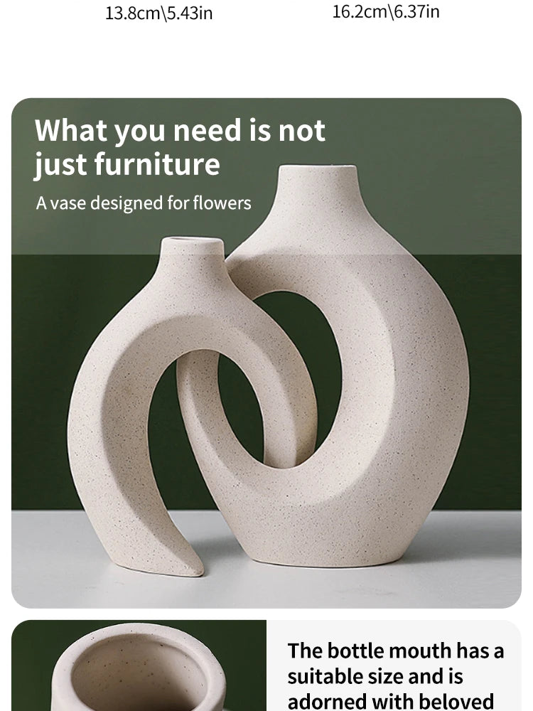 European Style White Plastic Vase Set Simple Creative Home Decor for Living Room Entryway TV Cabinet