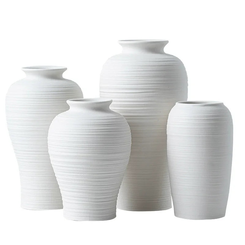 Ceramic Vases White Round  Design Handmade Terracotta Flower Pot Home Decor Christmas Decoration Table Centerpiece