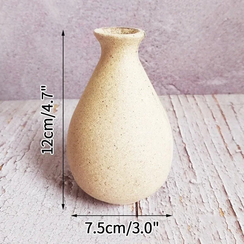 Wooden Flower Vase Retro Table Decorative Vase Dried Flower Arrangement Pot European Style Aesthetic Vase Home Desktop Ornaments