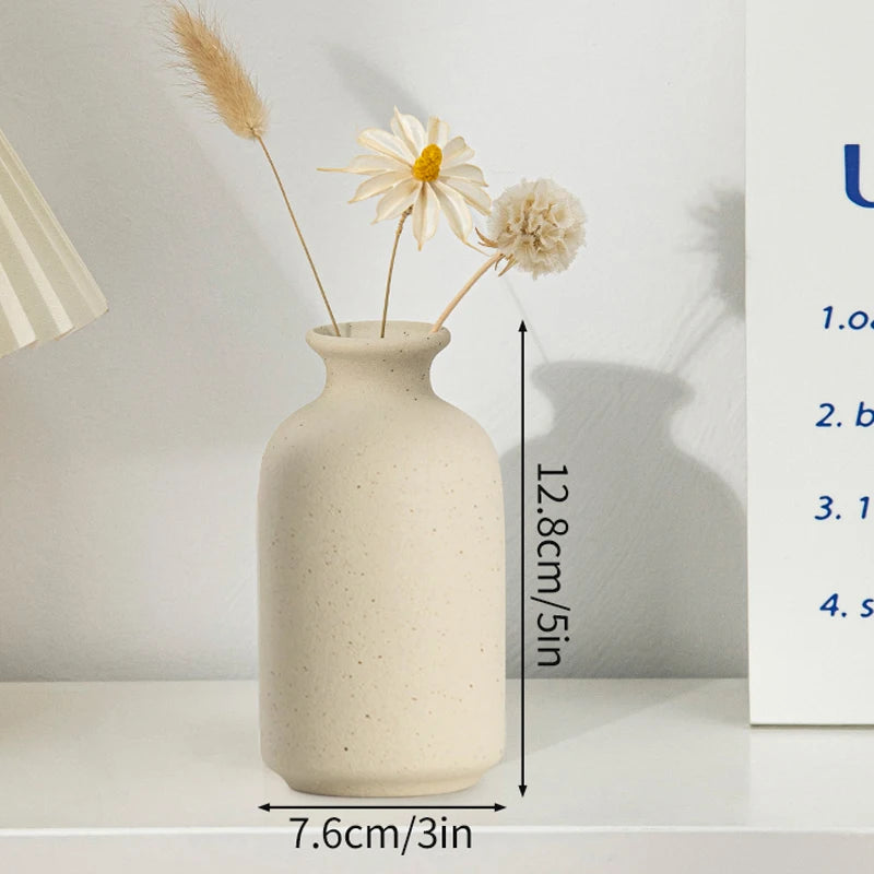 INS Ceramic Vase White Flower Pot Nordic Decorative Vase Dry Flower Vases for Home Living Room Desktop Decor ваза для цветов