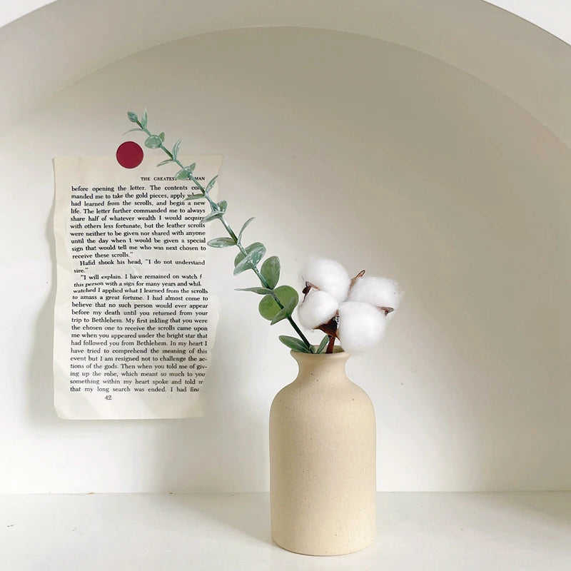 INS Ceramic Vase White Flower Pot Nordic Decorative Vase Dry Flower Vases for Home Living Room Desktop Decor ваза для цветов