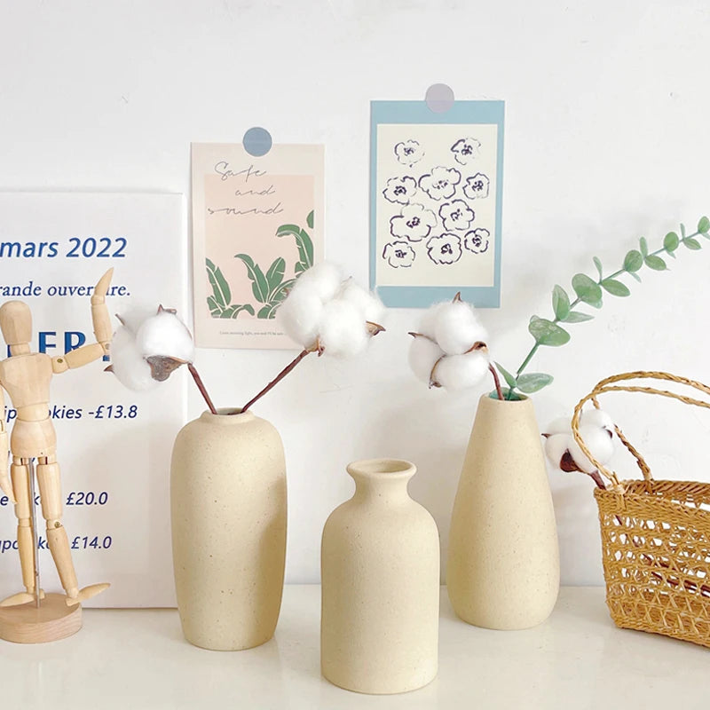 INS Ceramic Vase White Flower Pot Nordic Decorative Vase Dry Flower Vases for Home Living Room Desktop Decor ваза для цветов