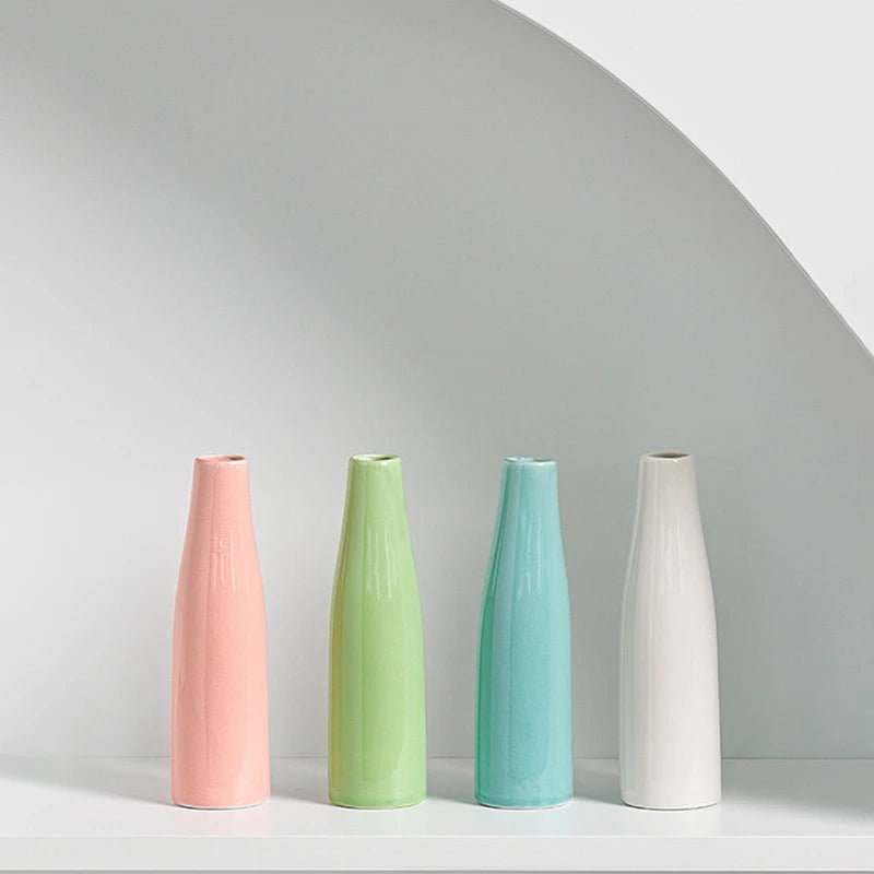 INS Ceramic Flower Vase Mini Nordic Flower Bottle Flowers Arrangement Pot for Home Office Ornaments Dining Room Wedding Decor