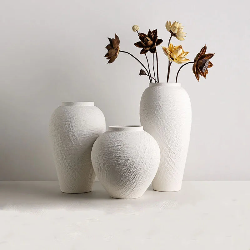 Ceramic Wabi Sabi Vase Hotel Home decor Flowerpot Pottery Jars Minimalist Dried Flowers Flower Arrangemen Natural Marble Travert