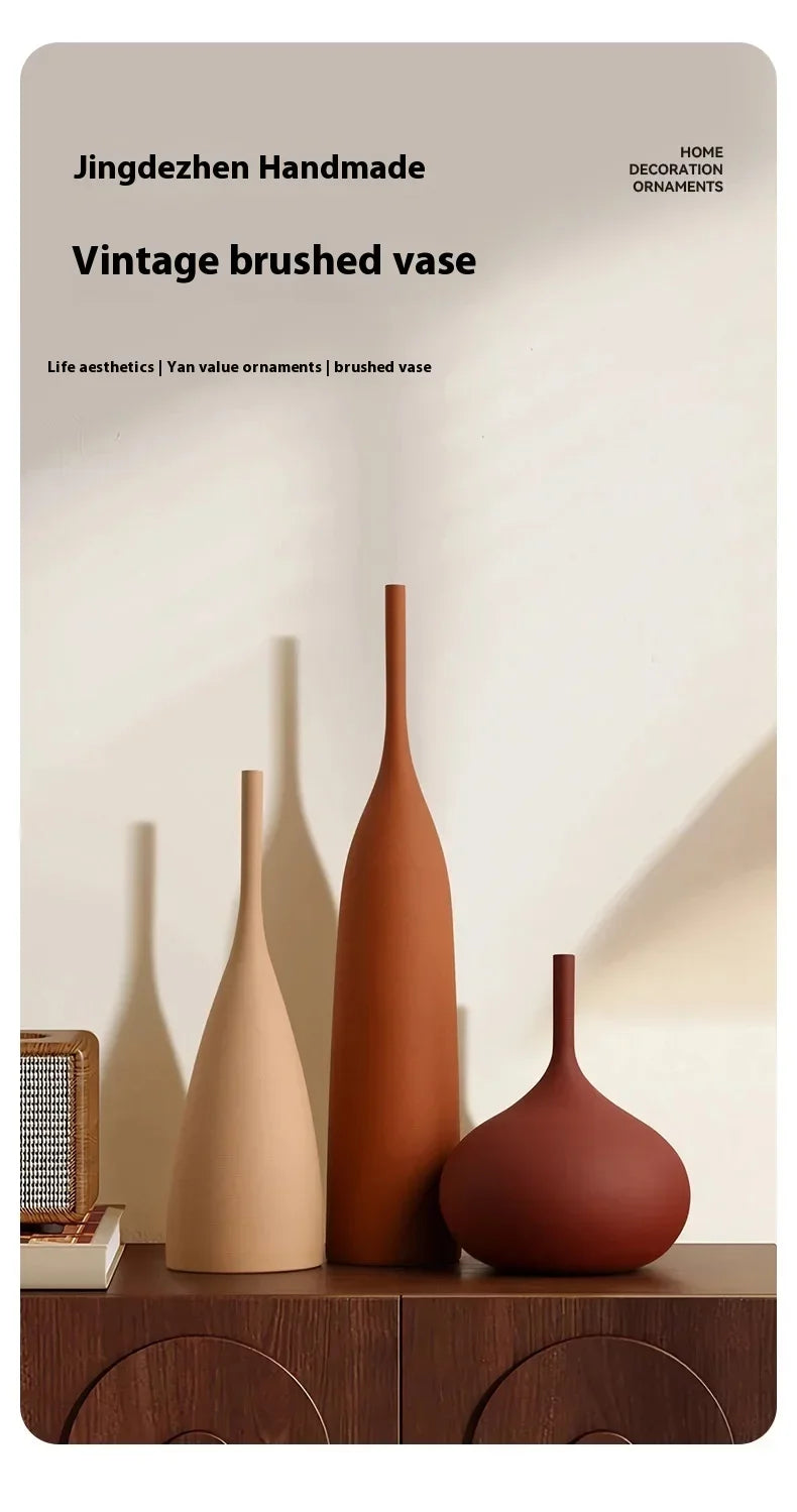 Retro Dotted New Chinese Style Decor, Floral Arrangement, Water Culture Ceramic Vase