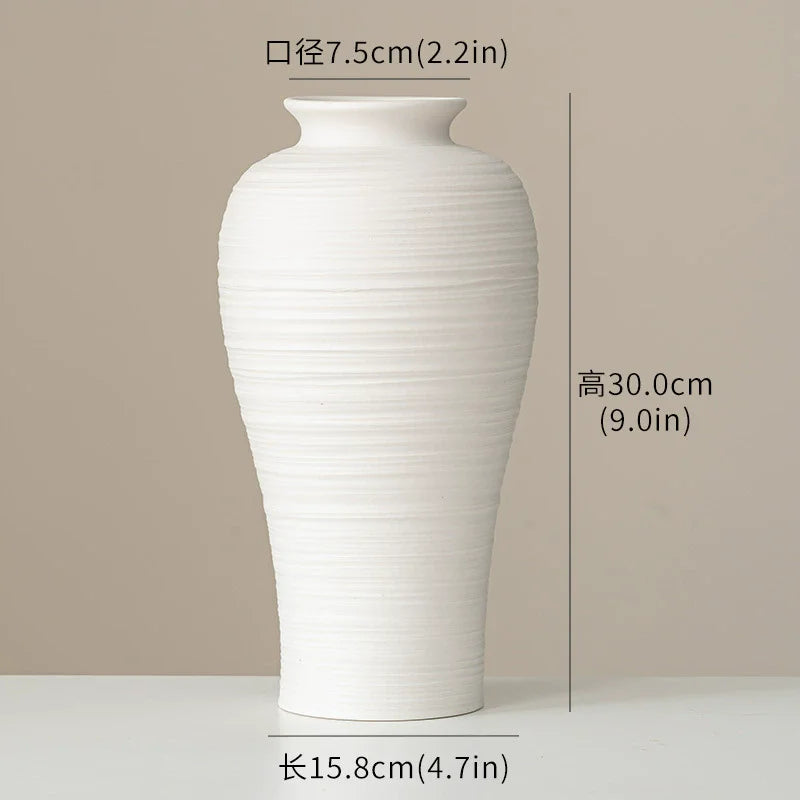 Ceramic Vases White Round  Design Handmade Terracotta Flower Pot Home Decor Christmas Decoration Table Centerpiece