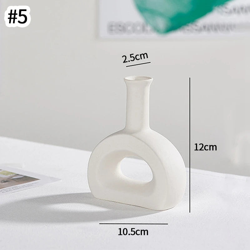INS Ceramic Vase White Flower Pot Nordic Decorative Vase Dry Flower Vases for Home Living Room Desktop Decor ваза для цветов