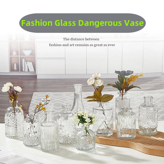 Handmade Carved Glass Vase - Hydroponic Planter for Home/Office Gothic Decor, Mini Plant Lover Gift