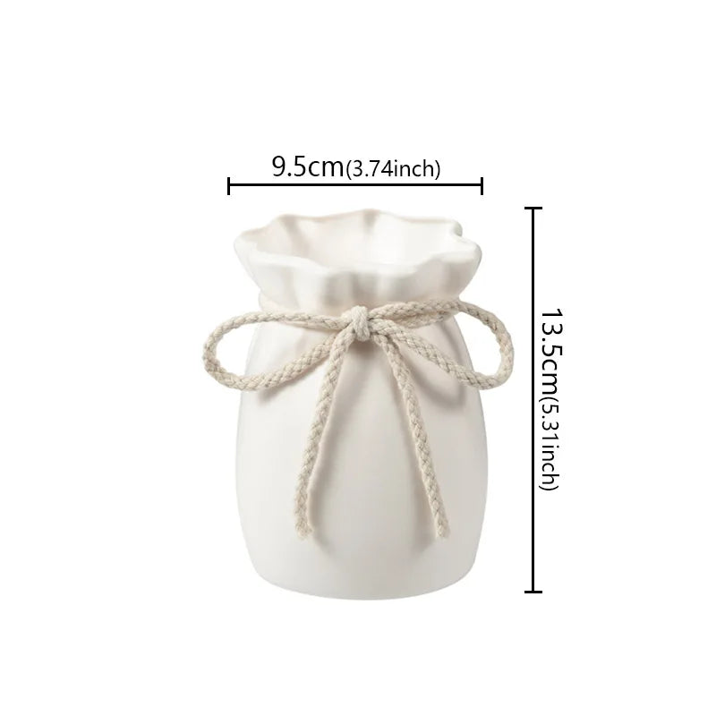 1Pc Bow Design Plastic Flower Vase Modern Art Nordic Decorative Vase  Used for Wedding, Living Room, Office, Bedroom Decoration