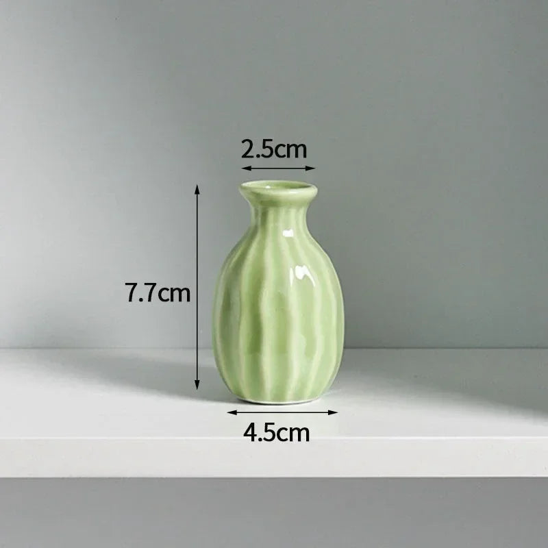 INS Ceramic Flower Vase Mini Nordic Flower Bottle Flowers Arrangement Pot for Home Office Ornaments Dining Room Wedding Decor
