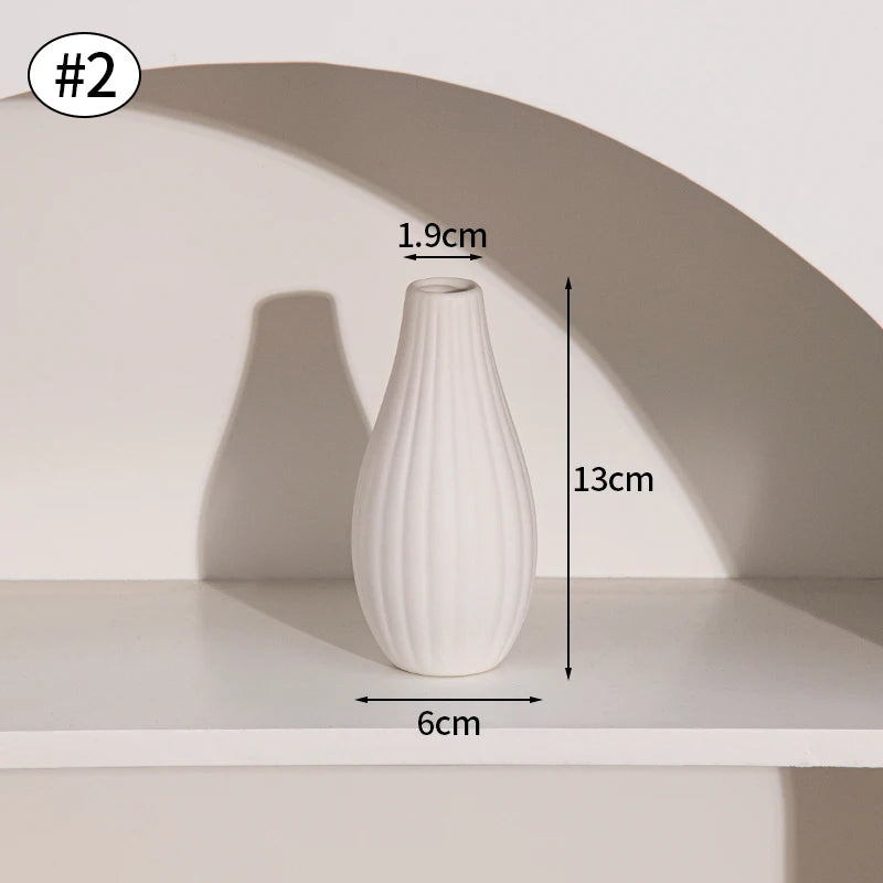 White Ceramic Vases Nordic Decorative Vasen Ornaments Home Living Room Decor Flower Arrangements Sketching Props Desktop Decor
