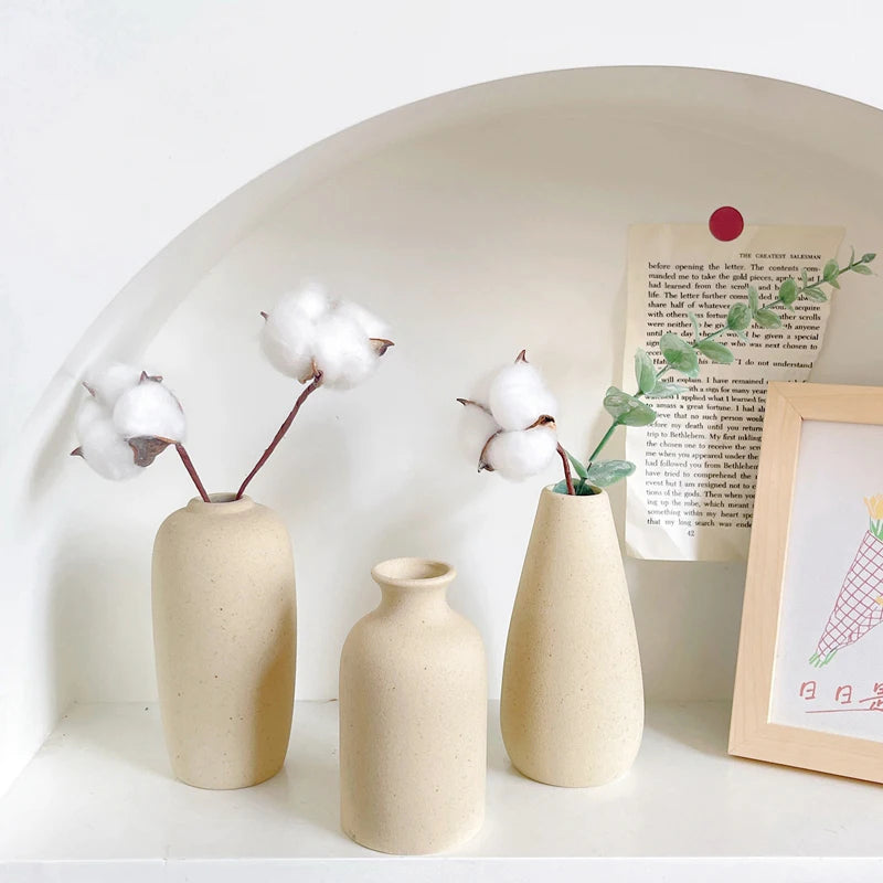 INS Ceramic Vase White Flower Pot Nordic Decorative Vase Dry Flower Vases for Home Living Room Desktop Decor ваза для цветов