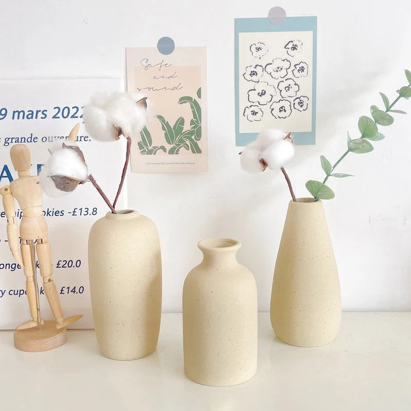 INS Ceramic Vase White Flower Pot Nordic Decorative Vase Dry Flower Vases for Home Living Room Desktop Decor ваза для цветов