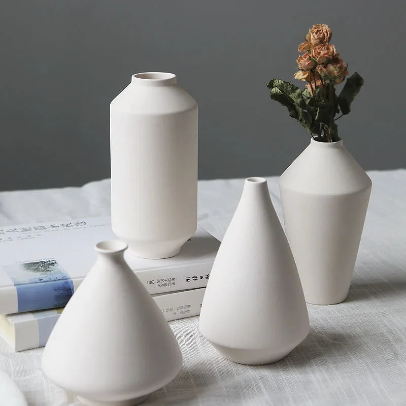 nordic Decoration home decor white ceramic Flower vase Art Decorative vases modern Flower pot living room decor Interior design