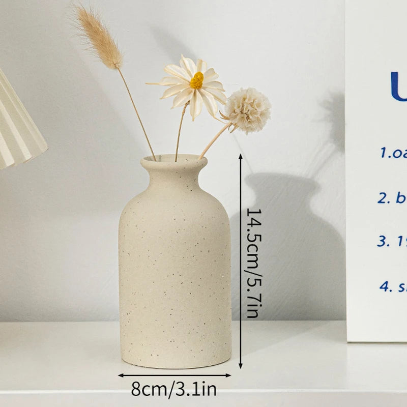 INS Ceramic Vase White Flower Pot Nordic Decorative Vase Dry Flower Vases for Home Living Room Desktop Decor ваза для цветов