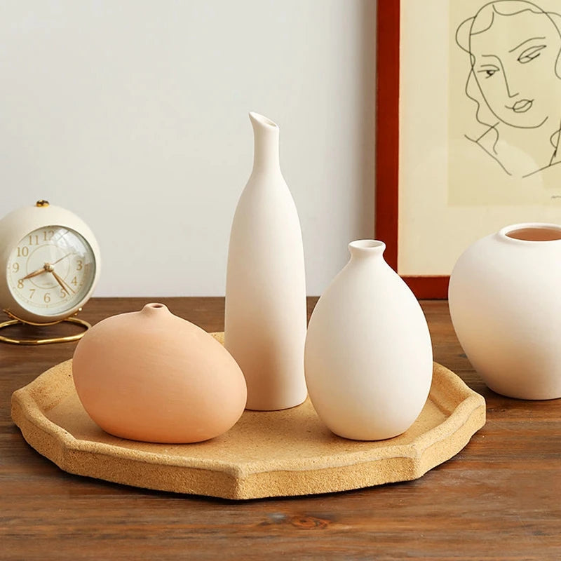Nordic Ceramic Vase Morden Decorative Flower Bottle Dry Flower Vases for Home Desktop Vase Table Decor Flower Arrangement