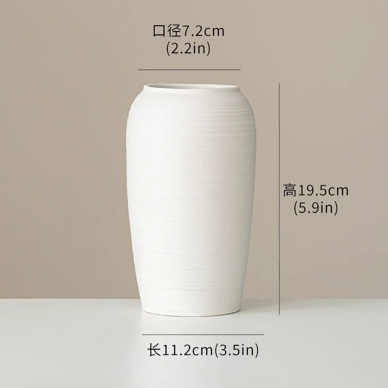 Ceramic Vases White Round  Design Handmade Terracotta Flower Pot Home Decor Christmas Decoration Table Centerpiece