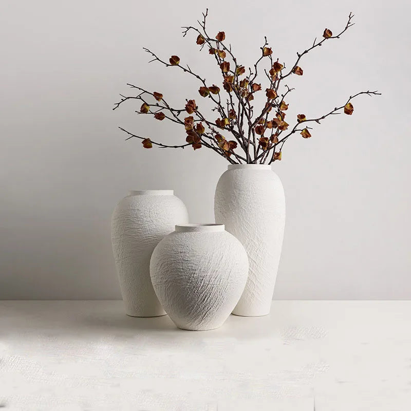 Ceramic Wabi Sabi Vase Hotel Home decor Flowerpot Pottery Jars Minimalist Dried Flowers Flower Arrangemen Natural Marble Travert