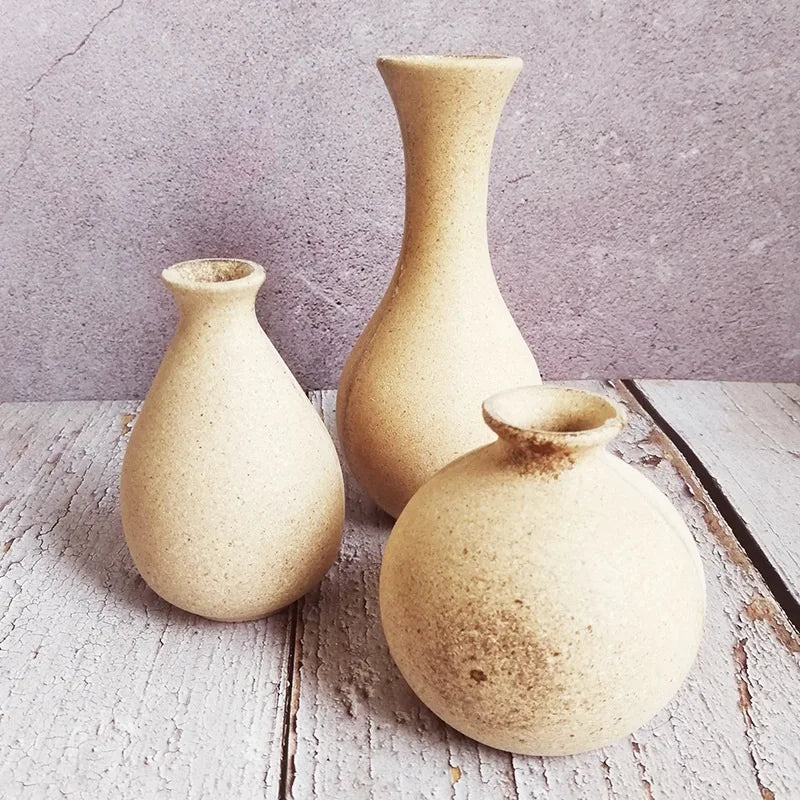 Wooden Flower Vase Retro Table Decorative Vase Dried Flower Arrangement Pot European Style Aesthetic Vase Home Desktop Ornaments