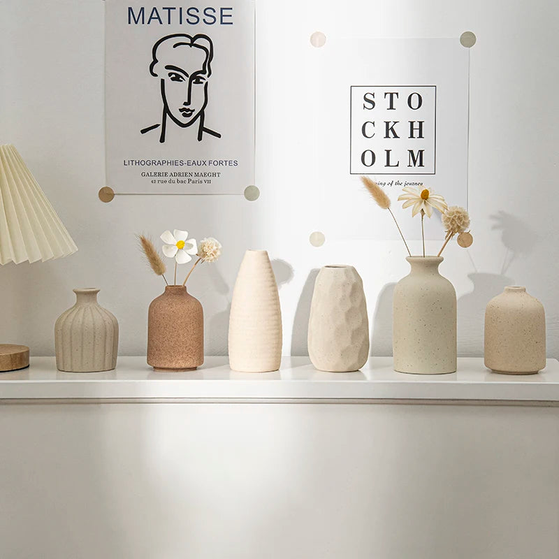 INS Ceramic Vase White Flower Pot Nordic Decorative Vase Dry Flower Vases for Home Living Room Desktop Decor ваза для цветов