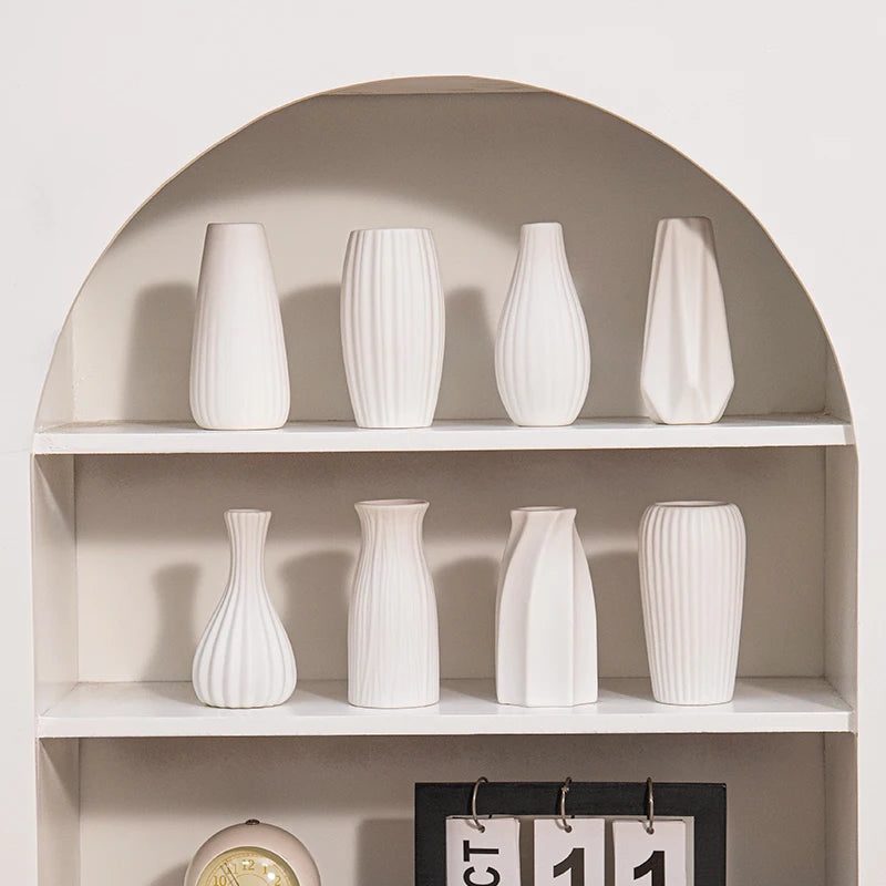 White Ceramic Vases Nordic Decorative Vasen Ornaments Home Living Room Decor Flower Arrangements Sketching Props Desktop Decor