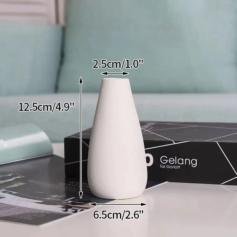 INS Ceramic Vase White Flower Pot Nordic Decorative Vase Dry Flower Vases for Home Living Room Desktop Decor ваза для цветов
