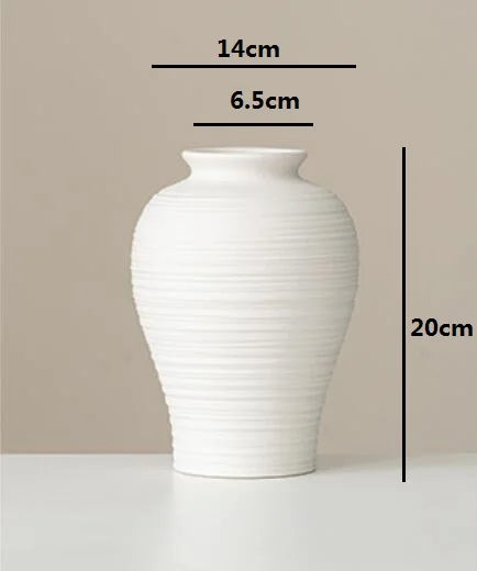 Ceramic Vases White Round  Design Handmade Terracotta Flower Pot Home Decor Christmas Decoration Table Centerpiece