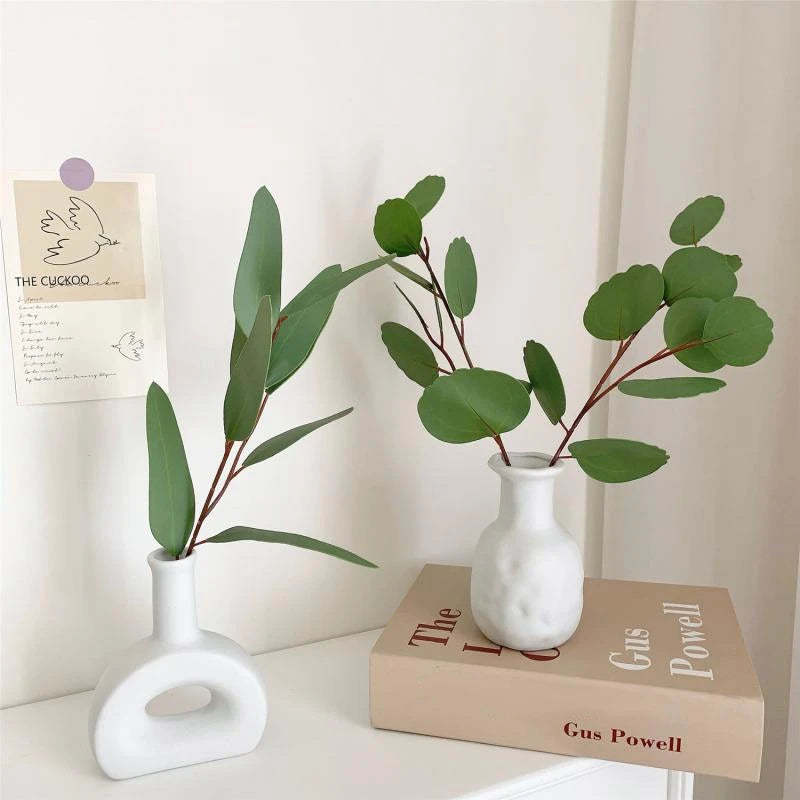 INS Ceramic Vase White Flower Pot Nordic Decorative Vase Dry Flower Vases for Home Living Room Desktop Decor ваза для цветов