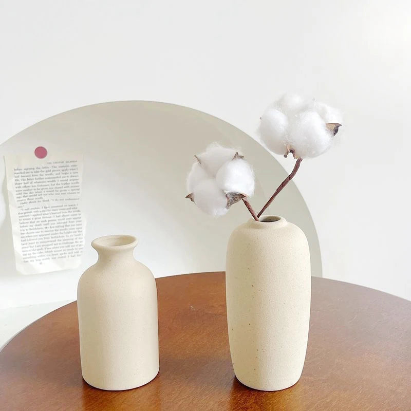 INS Ceramic Vase White Flower Pot Nordic Decorative Vase Dry Flower Vases for Home Living Room Desktop Decor ваза для цветов
