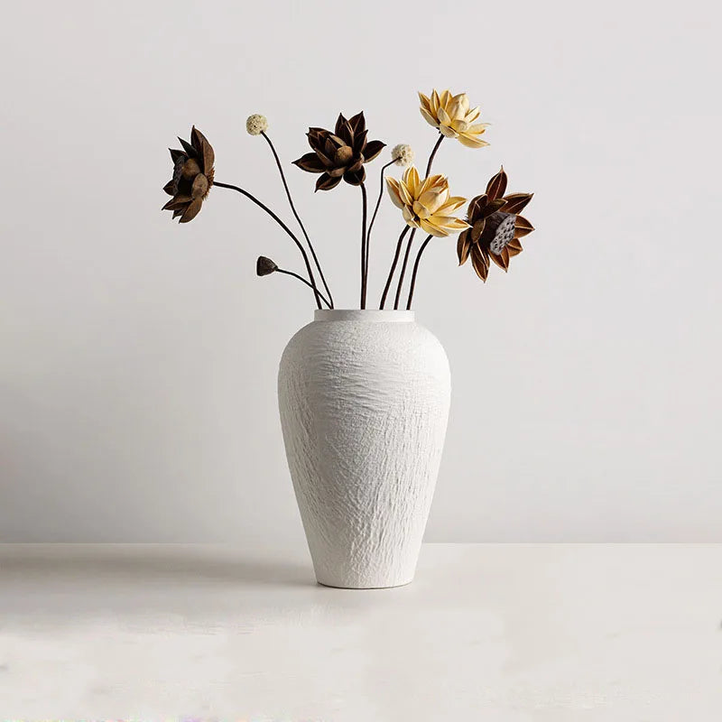 Ceramic Wabi Sabi Vase Hotel Home decor Flowerpot Pottery Jars Minimalist Dried Flowers Flower Arrangemen Natural Marble Travert
