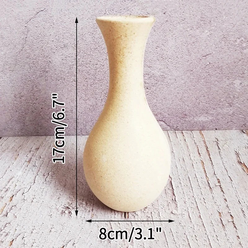 Wooden Flower Vase Retro Table Decorative Vase Dried Flower Arrangement Pot European Style Aesthetic Vase Home Desktop Ornaments