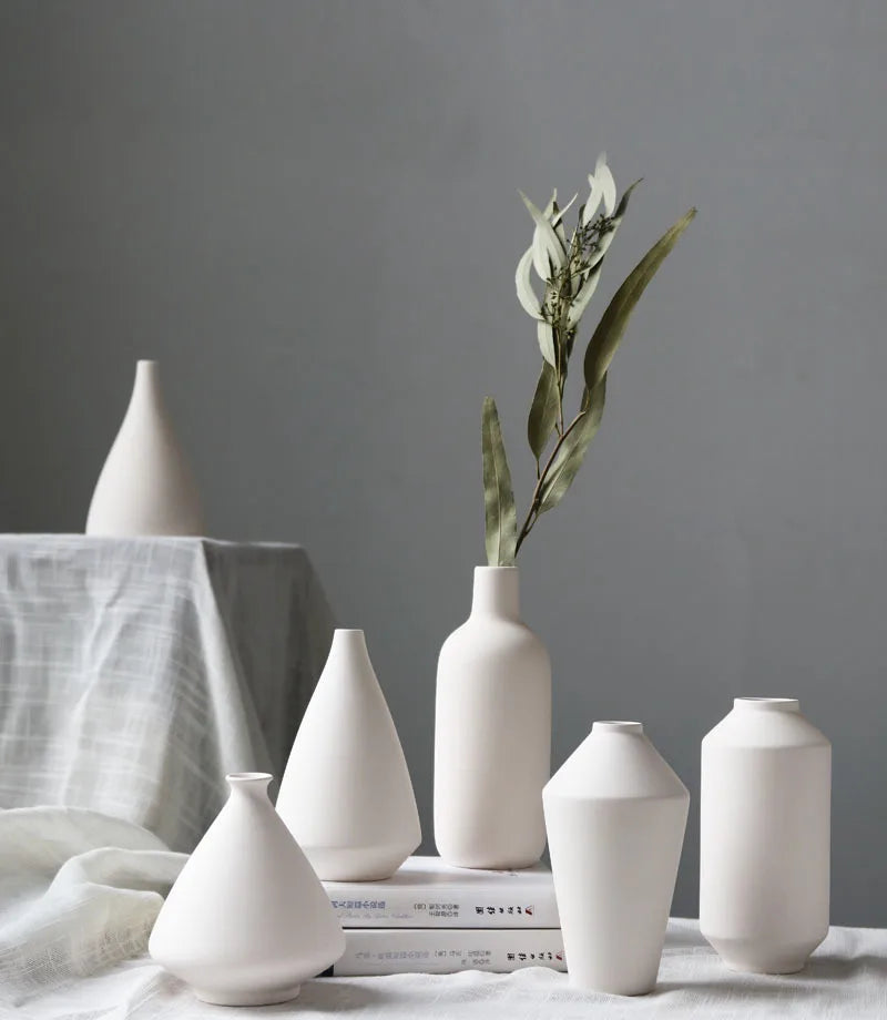 nordic Decoration home decor white ceramic Flower vase Art Decorative vases modern Flower pot living room decor Interior design