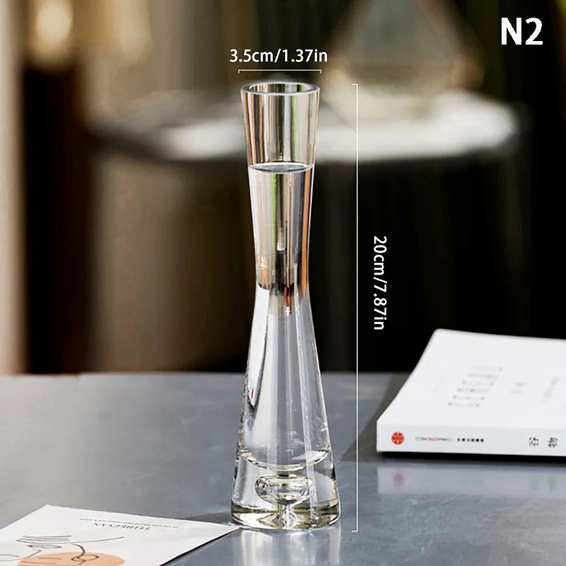 Transparent Glass Flower Vase Small Vase Hydroponics Plant Flower Terrarium Luxury Room Table Home Decor Wedding Decoration