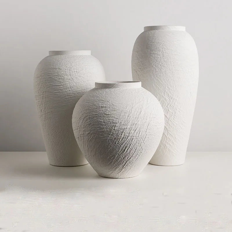 Ceramic Wabi Sabi Vase Hotel Home decor Flowerpot Pottery Jars Minimalist Dried Flowers Flower Arrangemen Natural Marble Travert