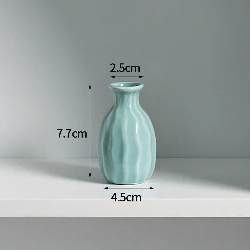 INS Ceramic Flower Vase Mini Nordic Flower Bottle Flowers Arrangement Pot for Home Office Ornaments Dining Room Wedding Decor