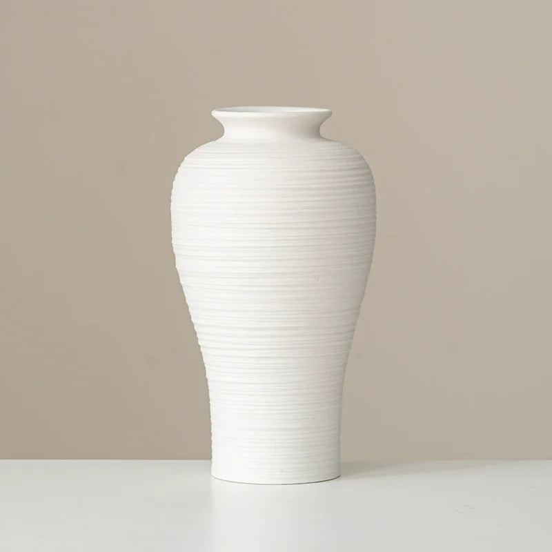 Ceramic Vases White Round  Design Handmade Terracotta Flower Pot Home Decor Christmas Decoration Table Centerpiece