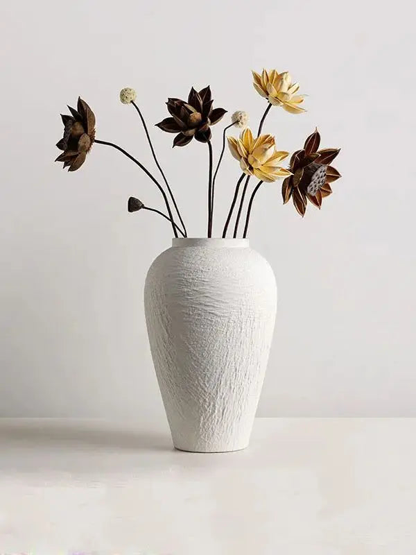 Ceramic Wabi Sabi Vase Hotel Home decor Flowerpot Pottery Jars Minimalist Dried Flowers Flower Arrangemen Natural Marble Travert